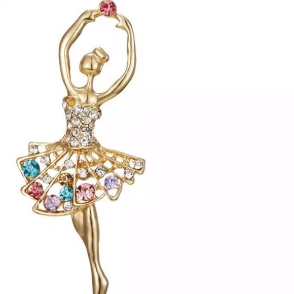 🆕 Ballet Dancing Girl Rhinestone Brooch Pin - Picture 2 of 2